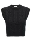 BRUNELLO CUCINELLI DOUBLE CABLE DAZZLING VEST GILET BLACK