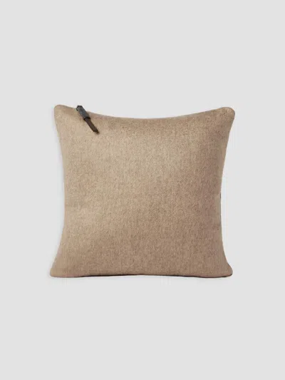 Brunello Cucinelli Double Cashmere Beaver Cloth Cushion With Shiny Zipper Pull In Brown