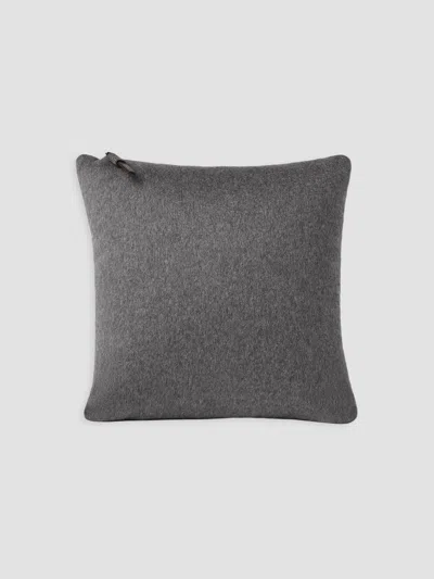 Brunello Cucinelli Double Cashmere Beaver Cloth Cushion With Shiny Zipper Pull In Blue