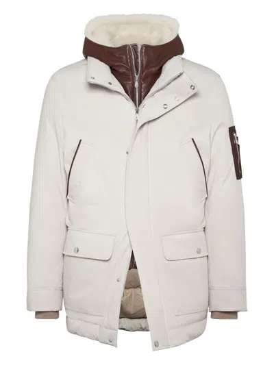 Brunello Cucinelli Double Closure Padded Jacket In White