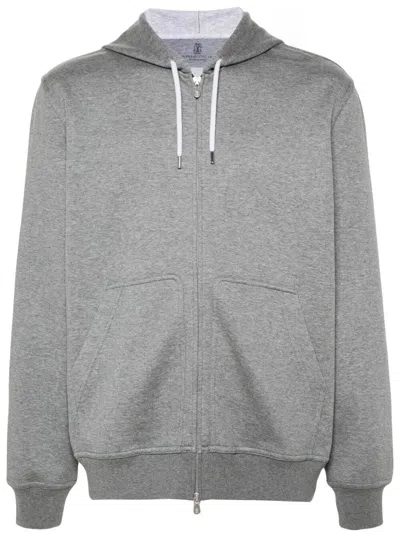 Brunello Cucinelli Double Cloth Sweatshirt In Gray