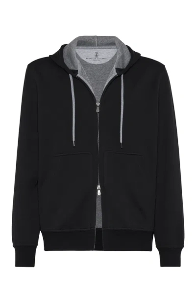 Brunello Cucinelli Double Cloth Sweatshirt In Black