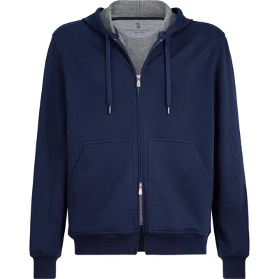 Brunello Cucinelli Double Cloth Sweatshirt In Blue