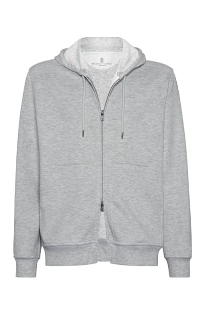 Brunello Cucinelli Double Cloth Sweatshirt In Medium Grey