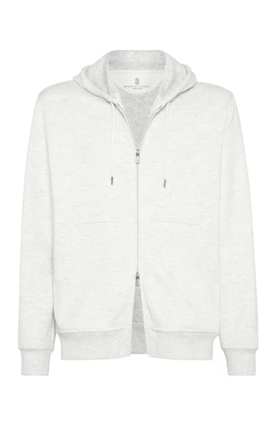 Brunello Cucinelli Cotton-cashmere-silk-blend Hoodie In White