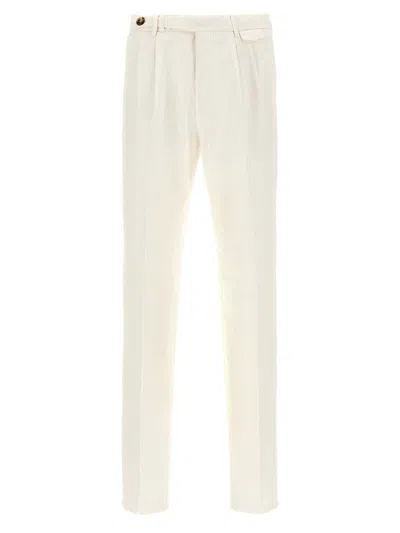 Brunello Cucinelli Double Darts Cotton Trousers In White