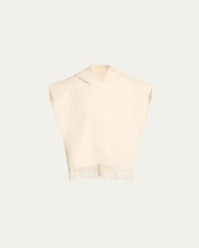 Brunello Cucinelli Double-face Cashmere Hooded Poncho With Fringe In Cpana Panama