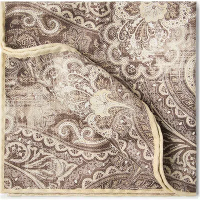 Brunello Cucinelli Double Face Silk Pocket Square In Bark