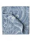 Brunello Cucinelli Double-faced Silk Paisley Pocket Square In Blue