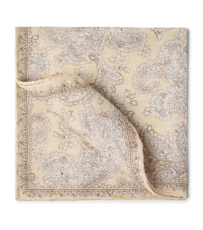 Brunello Cucinelli Double-faced Linen-silk Paisley Pocket Square In Red