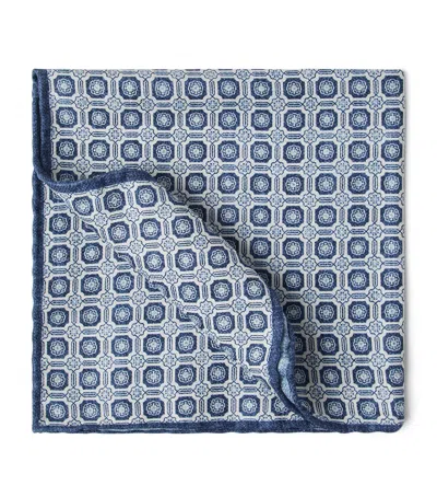 Brunello Cucinelli Double-faced Silk Geometric Pocket Square In Beige