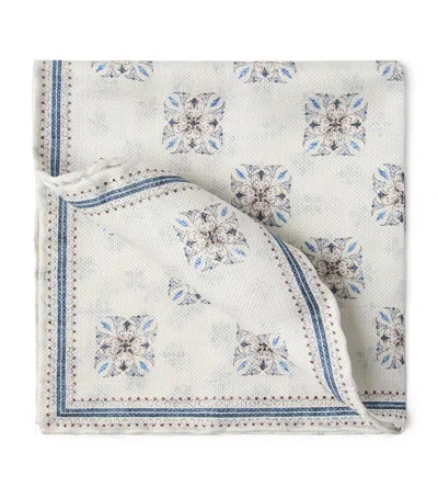 BRUNELLO CUCINELLI DOUBLE-FACED SILK GEOMETRIC POCKET SQUARE