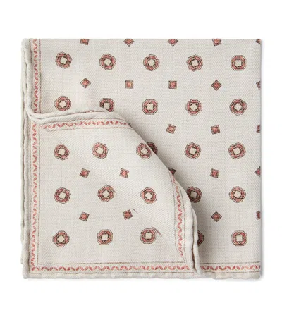 Brunello Cucinelli Double-faced Silk Pocket Square In Beige