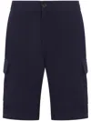 Brunello Cucinelli Men Double French Terry Bermuda Shorts In Blue