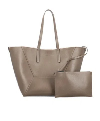 Brunello Cucinelli Double Handle Tote Bag In Mud