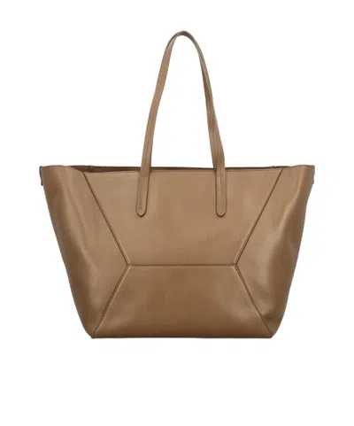 Brunello Cucinelli Leather Double-handle Tote Bag In Brown