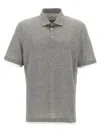 Brunello Cucinelli Silk Polo Sweater With Two-tone Double Layer Detail In Gray