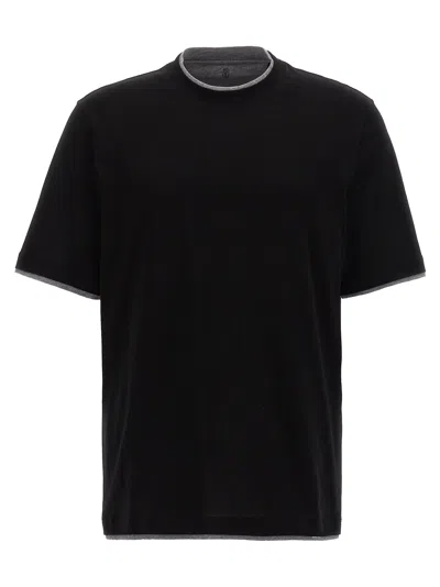 Brunello Cucinelli Double Hem T-shirt In Black