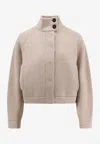 Brunello Cucinelli Cashmere Cardigan With High Collar And Pockets In Neutral