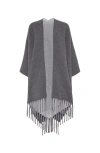 Brunello Cucinelli Wool-cashmere Fringed Poncho In Gray