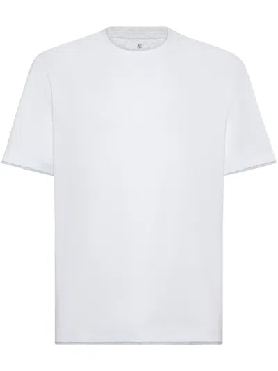 Brunello Cucinelli Cotton Jersey Crew Neck T-shirt With Faux-layering In White