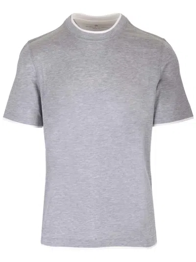 BRUNELLO CUCINELLI DOUBLE LAYER CREWNECK T-SHIRT