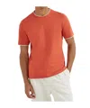 Brunello Cucinelli Contrast-trim Crew-neck T-shirt In Orange