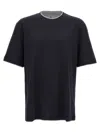 Brunello Cucinelli Double Layer Crewneck T-shirt Featuring Elegant Piping