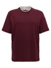 Brunello Cucinelli Crew Neck Plain Design Short Sleeves In Burgundy