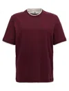 Brunello Cucinelli Crew Neck Plain Design Short Sleeves In Burgundy