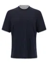 Brunello Cucinelli Double Layer T-shirt In Blue
