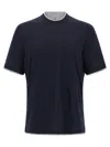 Brunello Cucinelli Double Layer T-shirt In Blue