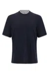 Brunello Cucinelli Double Layer T-shirt In Blue