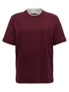 Brunello Cucinelli Crew Neck Plain Design Short Sleeves In Burgundy