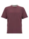 Brunello Cucinelli Double Layer T-shirt Bordeaux In Animal Print