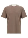 Brunello Cucinelli Double Layer T-shirt Multicolor In Brown