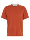 Brunello Cucinelli Cotton Jersey Crew Neck T-shirt With Faux-layering Clothing In Brown