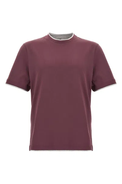 Brunello Cucinelli Double Layer T-shirt In Purple