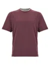 Brunello Cucinelli Double Layer T-shirt Bordeaux In Burgundy
