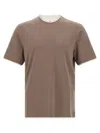 Brunello Cucinelli Double Layer T-shirt Multicolor In Brown