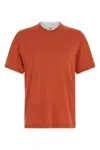 Brunello Cucinelli Cotton Jersey Crew Neck T-shirt With Faux-layering Clothing In Orange