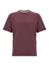 Brunello Cucinelli Double Layer T-shirt Bordeaux In Purple