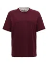 Brunello Cucinelli Cotton Jersey Crew Neck T-shirt With Faux-layering Clothing In Red