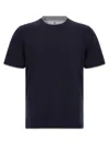 Brunello Cucinelli Double Layer T-shirt In Blue