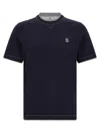 Brunello Cucinelli Double Layer T-shirt In Blue