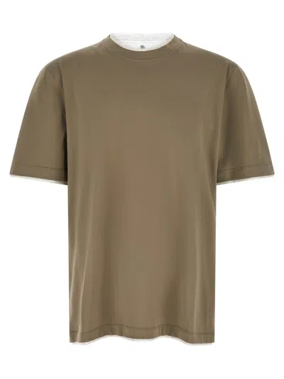 Brunello Cucinelli Double Layer T-shirt In Green