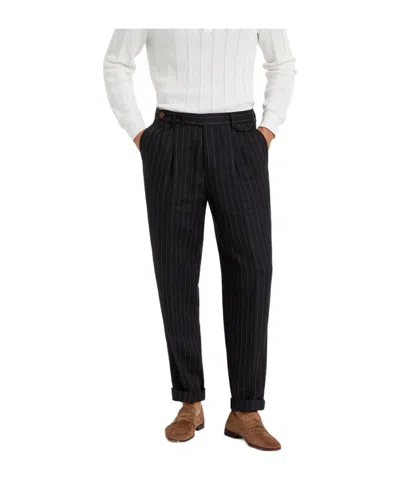 Brunello Cucinelli Double Pleated Casual Trousers In Black