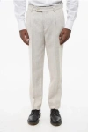Brunello Cucinelli Double-pleated Linen Blend Pants In Neutral