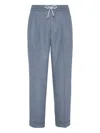 Brunello Cucinelli Trousers With Double Pleats And Drawstring In Blue