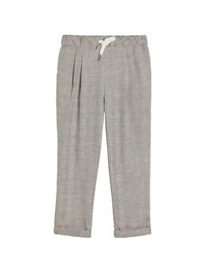 Brunello Cucinelli Kids' Double-pleats Trousers In Brown